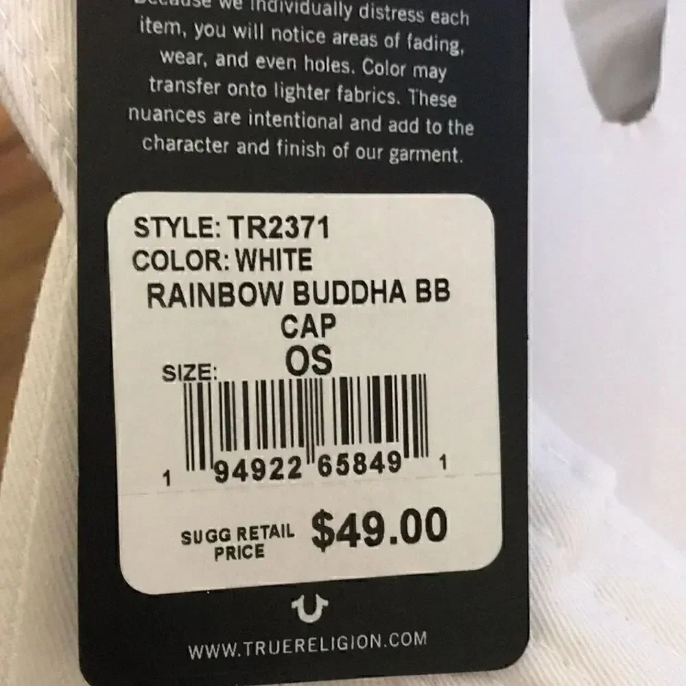 NEW True Religion White Rainbow Buddha Hat